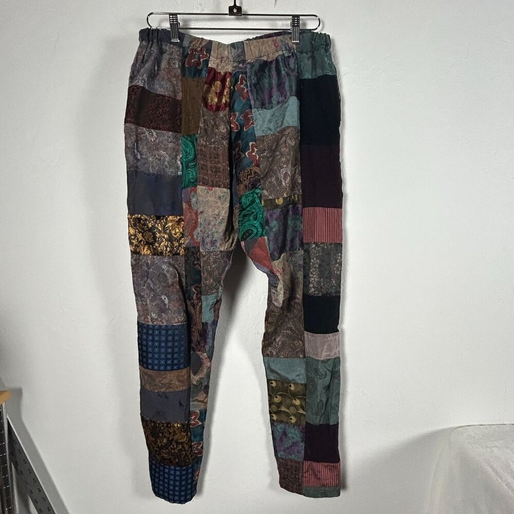 Donna Jessica Women Patchwork Elastic Waist Cropped Pants Size 1 Multicolor Boho